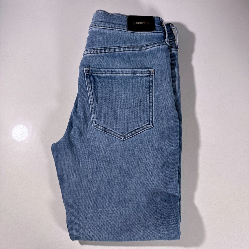 Express Skinny Mid Rise Light Wash Button Fly Denim Jeans‎  Size 2 - Picture 10 of 12